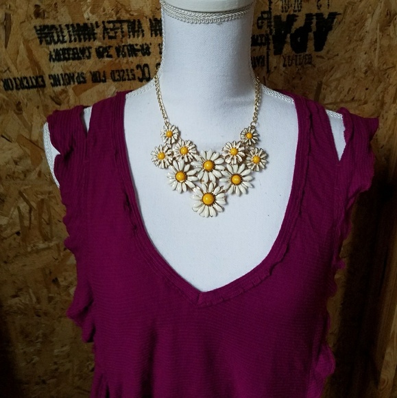 Chunky Daisy Yellow Flower Bib Collar Necklace - Picture 2 of 4
